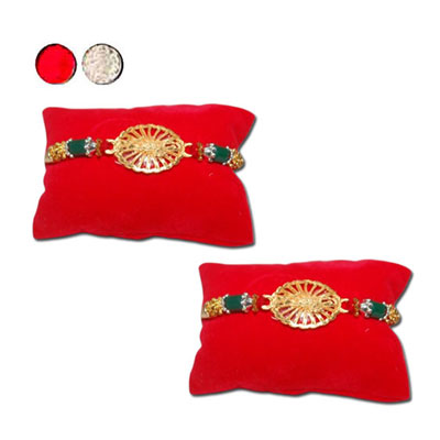 "Zardosi Thammudu Rakhi - ZR-5580 A-Code048(2 RAKHIS) - Click here to View more details about this Product
